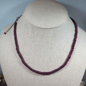 REAL RUBY RONDELLE STERLING SILVER NECKLACE